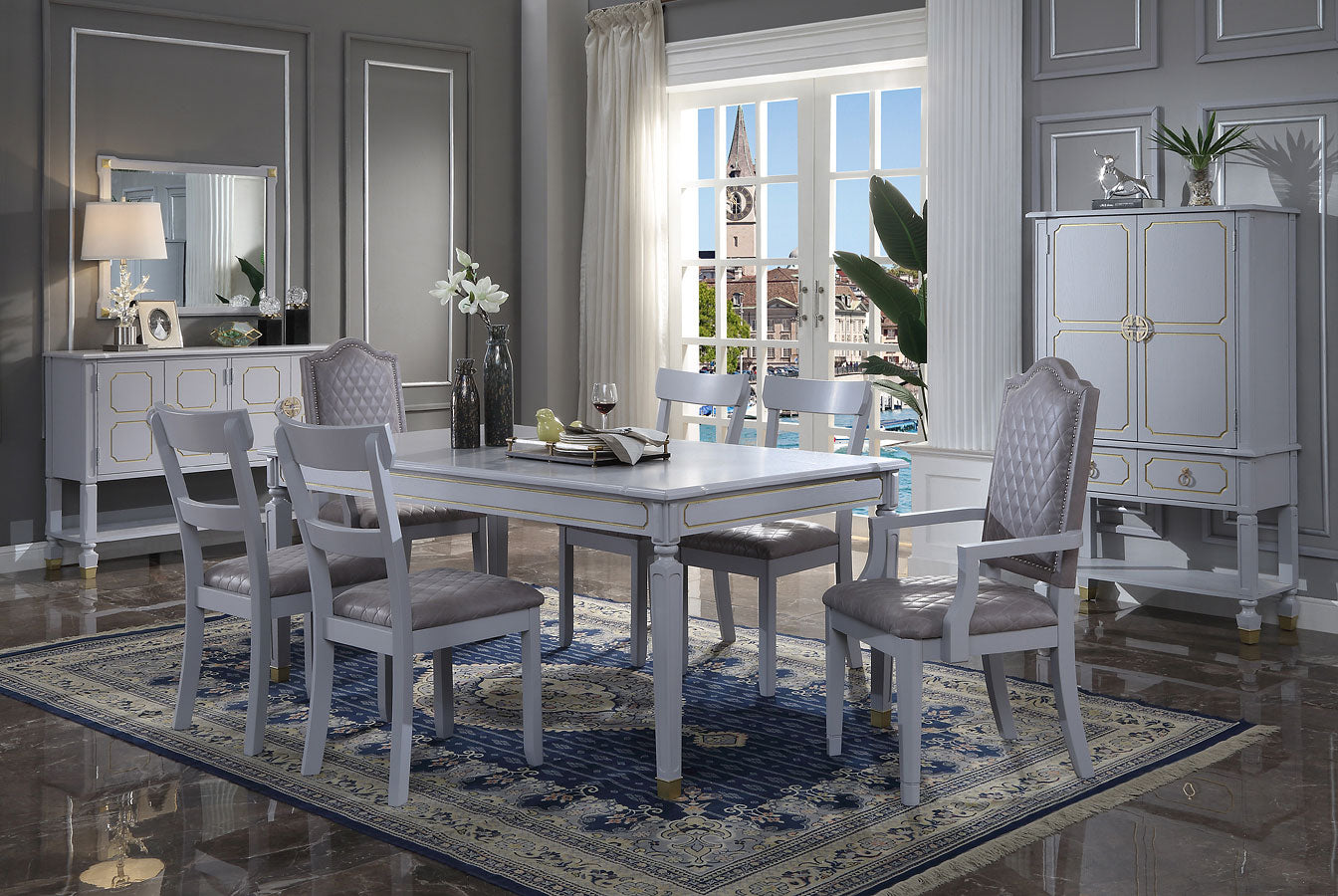 House Marchese 7 Pc Pearl Gray Finish Dining Set