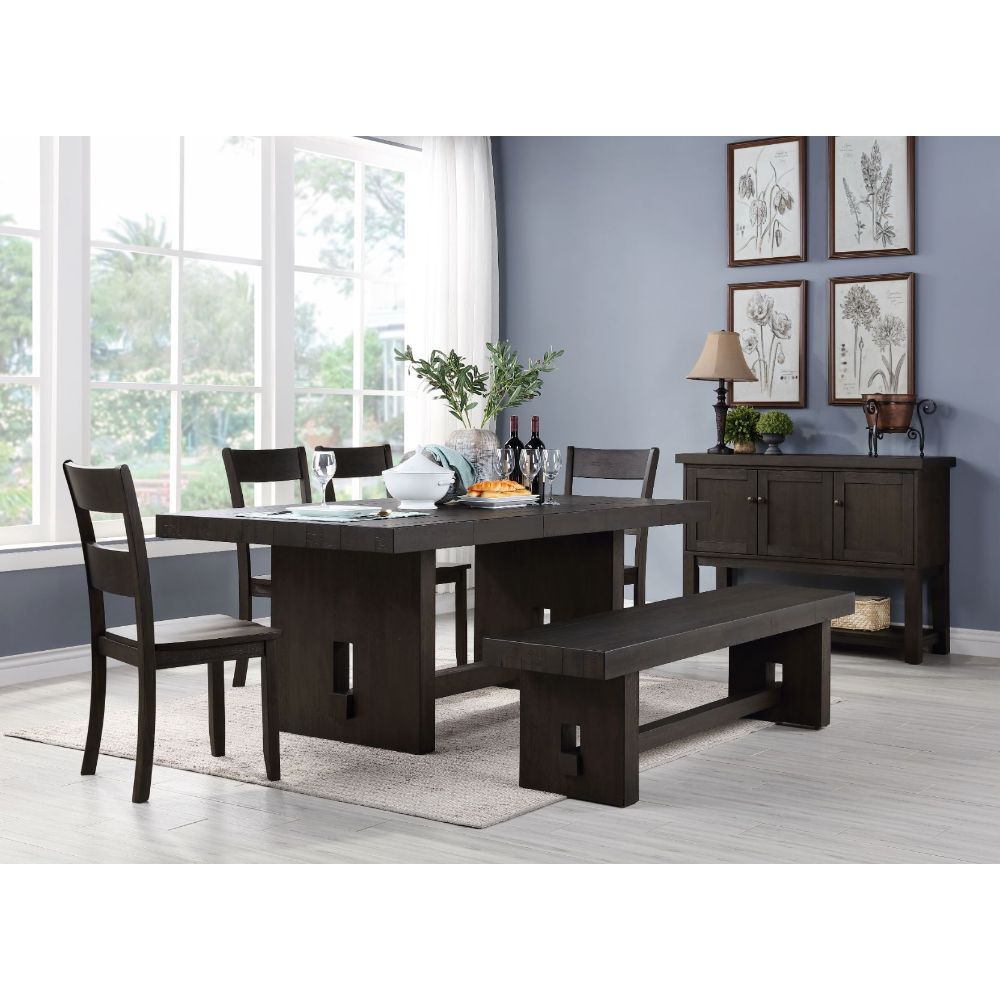 Colección de comedor Haddie Rustic de 6 piezas - Base de caballete