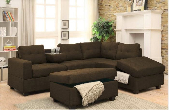 Rena Reversible Sectional w/Drop Down Tray - 2 Colors