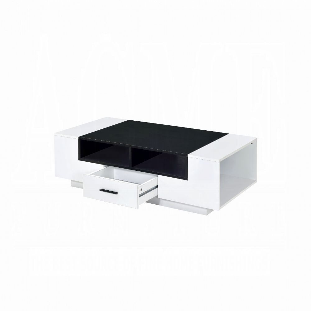 Armour Coffee Table Scandinavian Veneer - White & Black