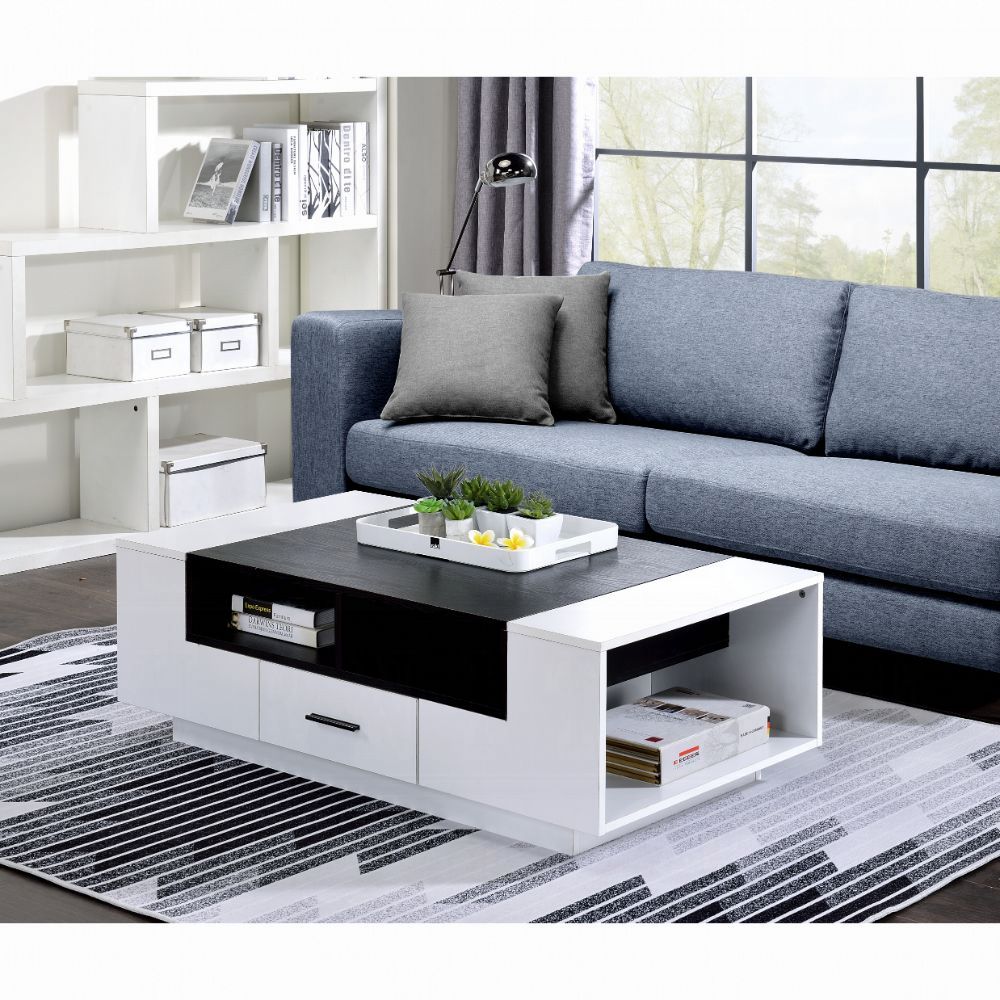 Armour Coffee Table Scandinavian Veneer - White & Black