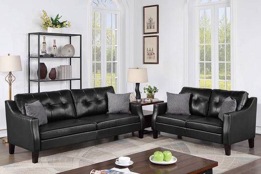 F8879 Sierra 2 Pc Set - Black Faux Leather