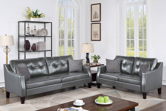 F8880 Sierra 2 Pc Set - Grey Faux Leather