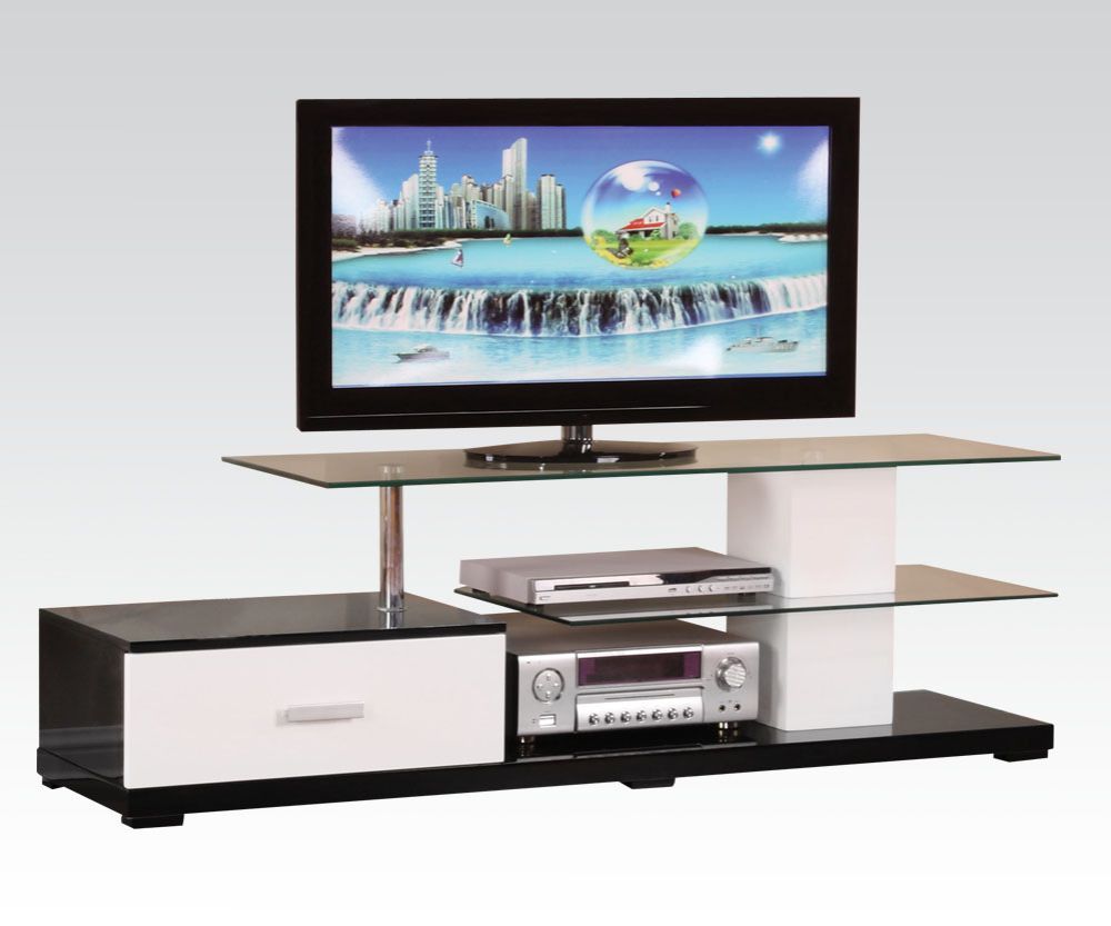 Ivana White & Black TV Stand - Open Storage