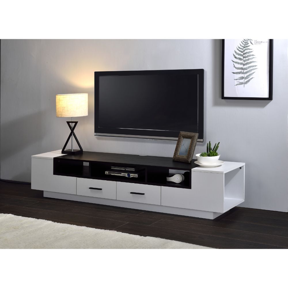 Armour Modern TV Stand - White & Black Gloss Finish