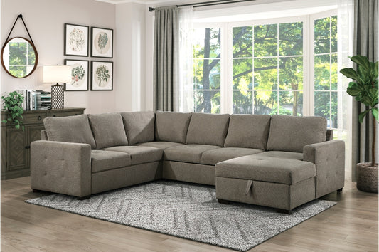 Homelegance 9206BR - Elton Sectional w/Pull Out Bed & Storage