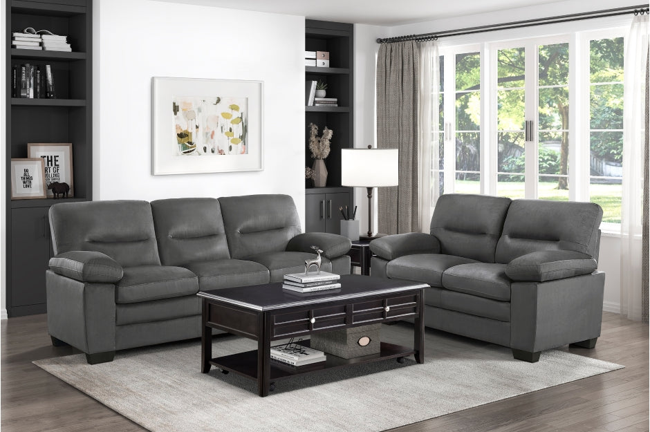 Keighly 9328DG Sofa and Loveseat Dark Gray by Homelegance