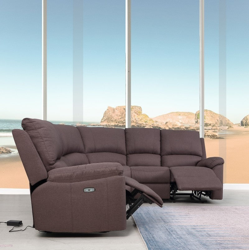 Melinda Power Reclining Sectional - Brown Chenille