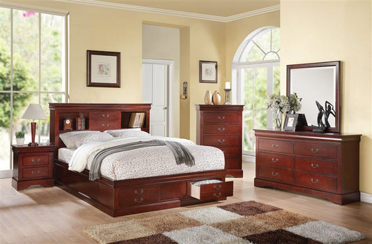 Louis Phillipe 4 Pc Bedroom Set - Cherry Finish