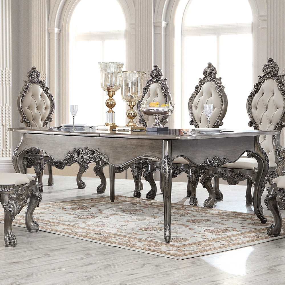 Homey Design 9 Pc Dining Set 13012 Silver Gray