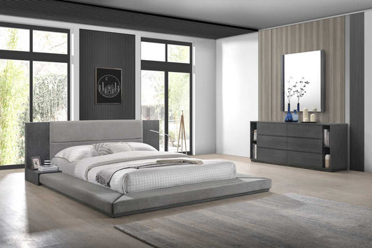 VIG Nova Domus Jagger Modern Grey Bed - Built In Nightstands