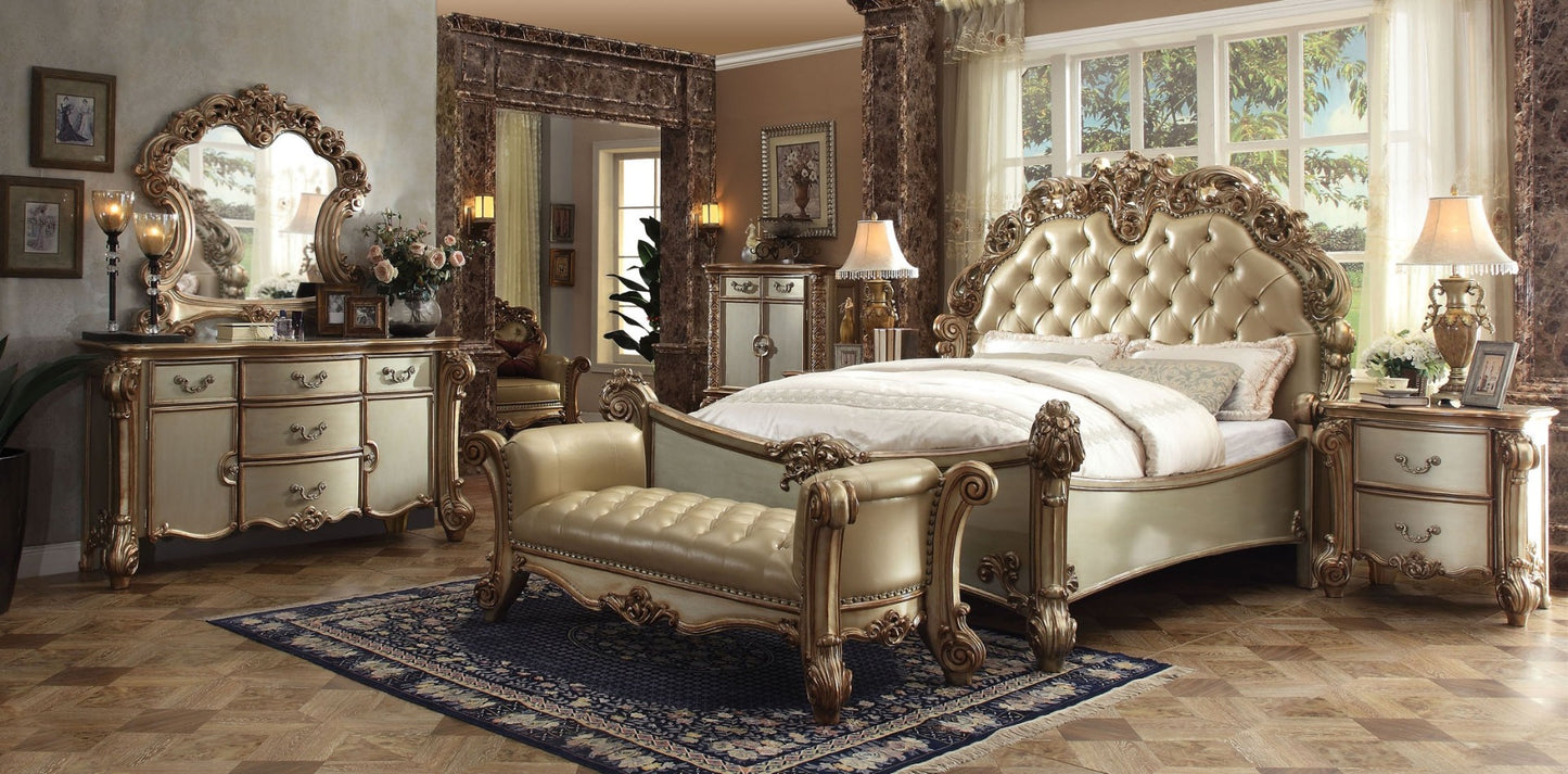 Vendome 4 Pc Bedroom Collection - Gold Patina Finish