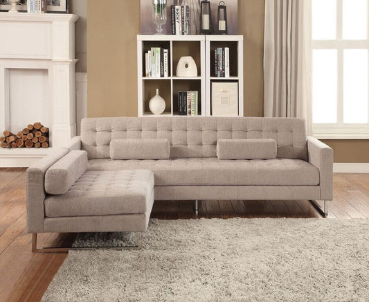 Sampson Beige Fabric Sofa - Chrome Legs