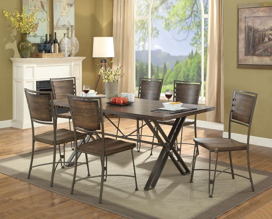 Jodoc 72345 Dining Collection - Walnut/Gunmetal Finish