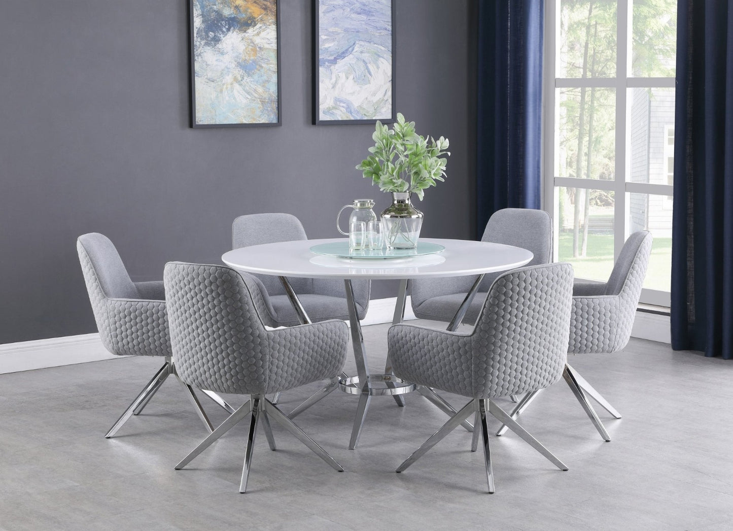 Colección de comedor Abby Ultra Modern de Coaster - Blanco y gris claro