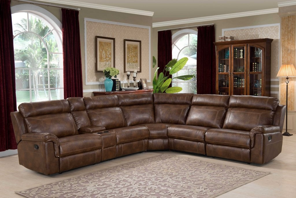 AC Pacific Clark 6 Pc Motion Sectional - Brown