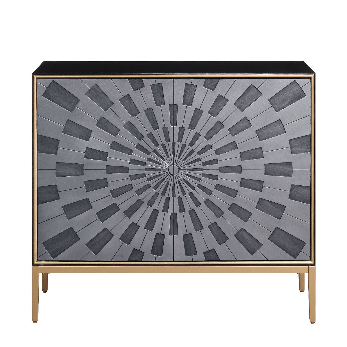 Quilla Accent Table - Black Grey Brass