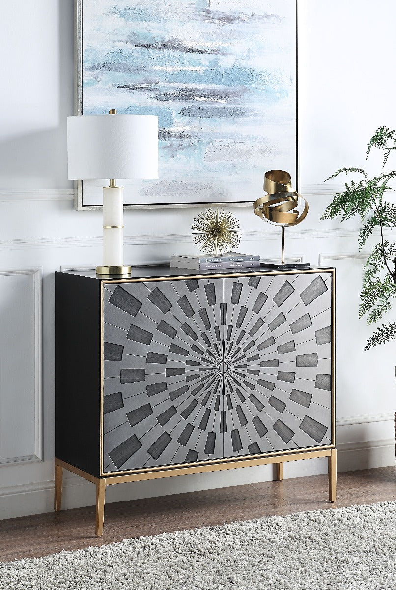 Quilla Accent Table - Black Grey Brass