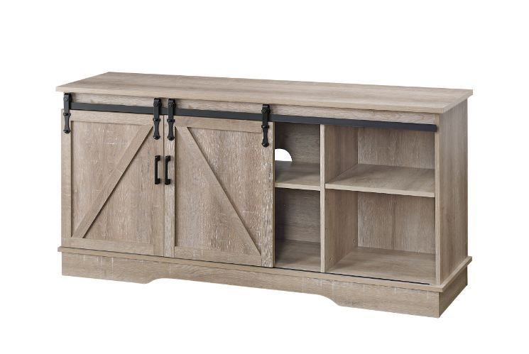 Bennet TV Stand 91857 - Oak Finish w/Sliding Barn Doors