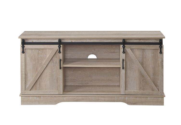 Bennet TV Stand 91857 - Oak Finish w/Sliding Barn Doors