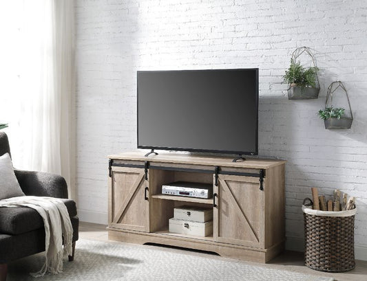 Bennet TV Stand 91857 - Oak Finish w/Sliding Barn Doors