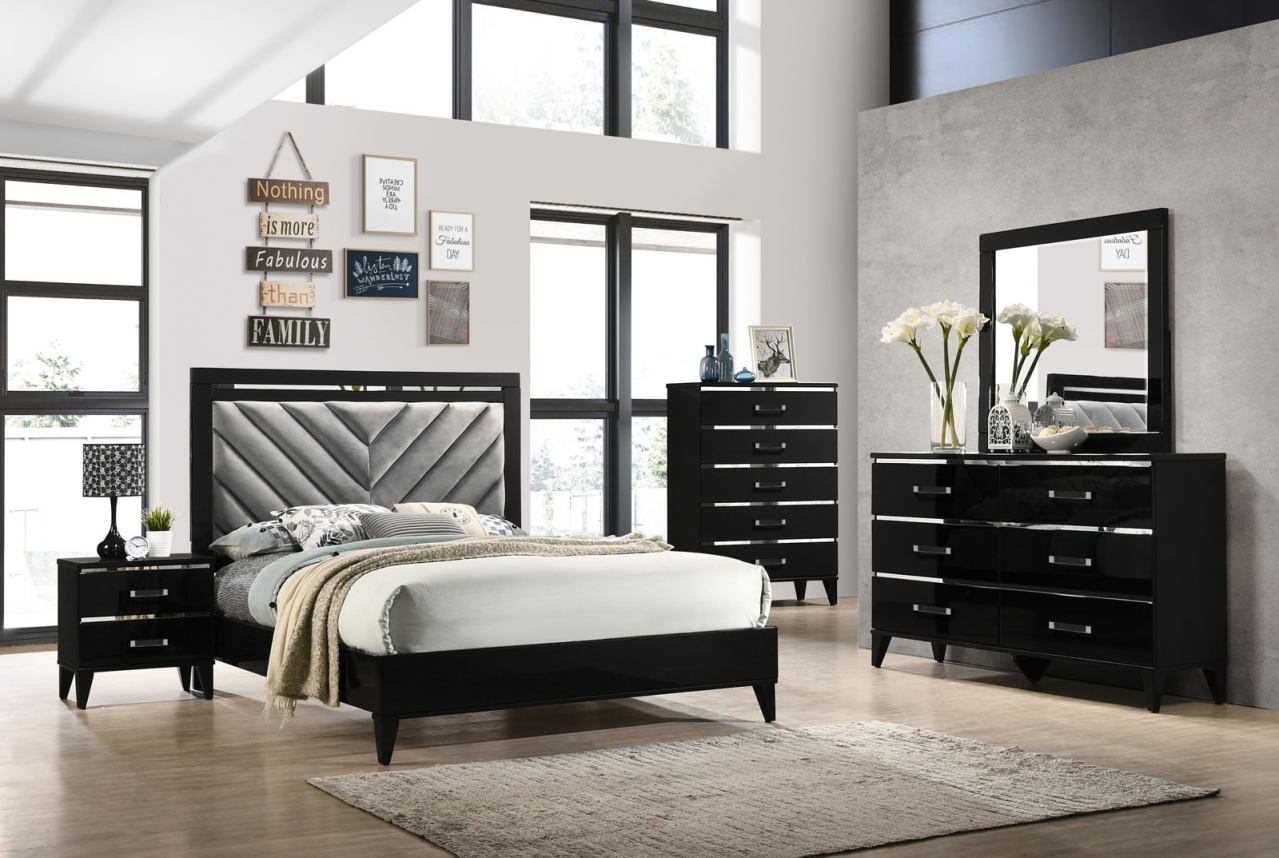 Chelsie Bedroom Collection Acme Furniture - Black or White Finish