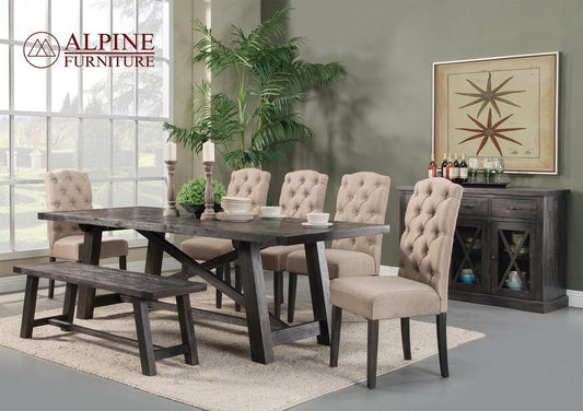 Colección de comedor Newberry de Alpine Furniture - Madera maciza de acacia