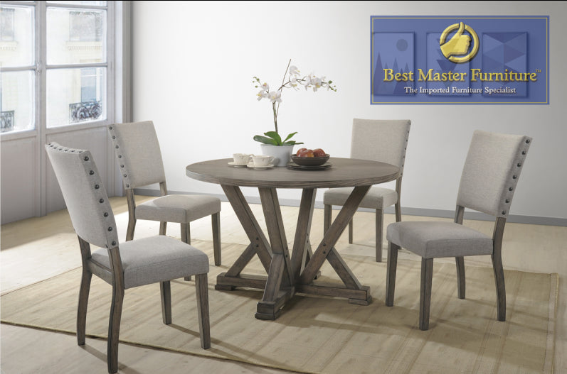 Anna 5 Pc Solid Wood Dining Set - Antique Light Grey