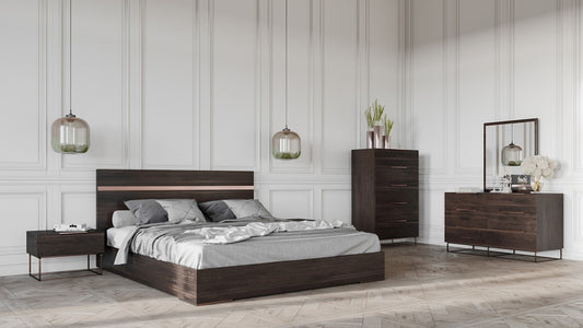 Benzon Italian Modern Dark Rovere Bedroom Set