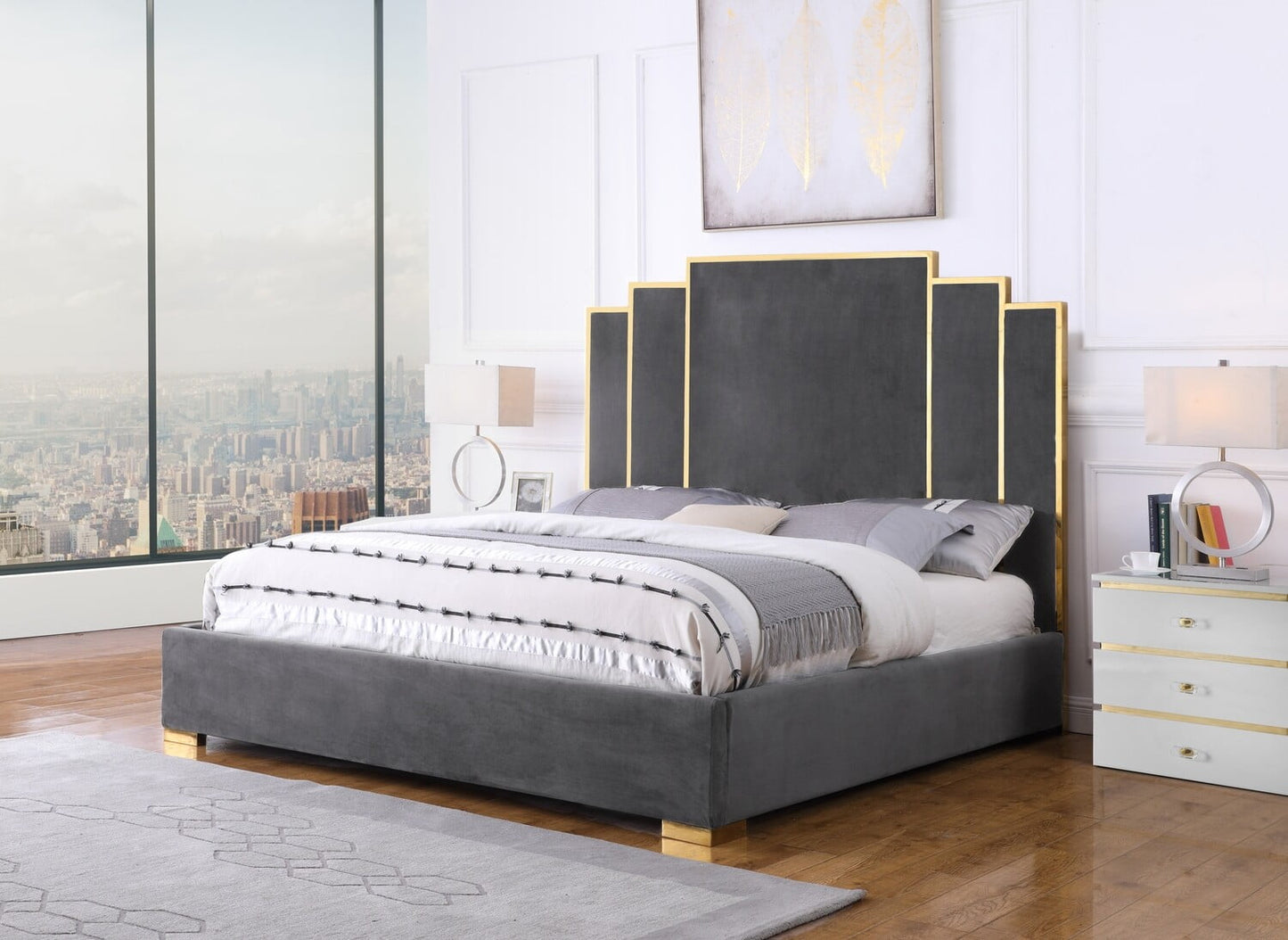 Roswell Velvet Platform Bed - 3 Color Options