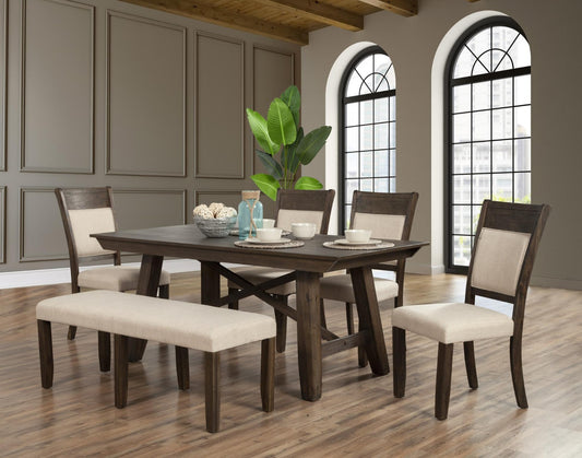 Colección de comedor Brayden de 6 piezas de Alpine Furniture - Acacia Solids