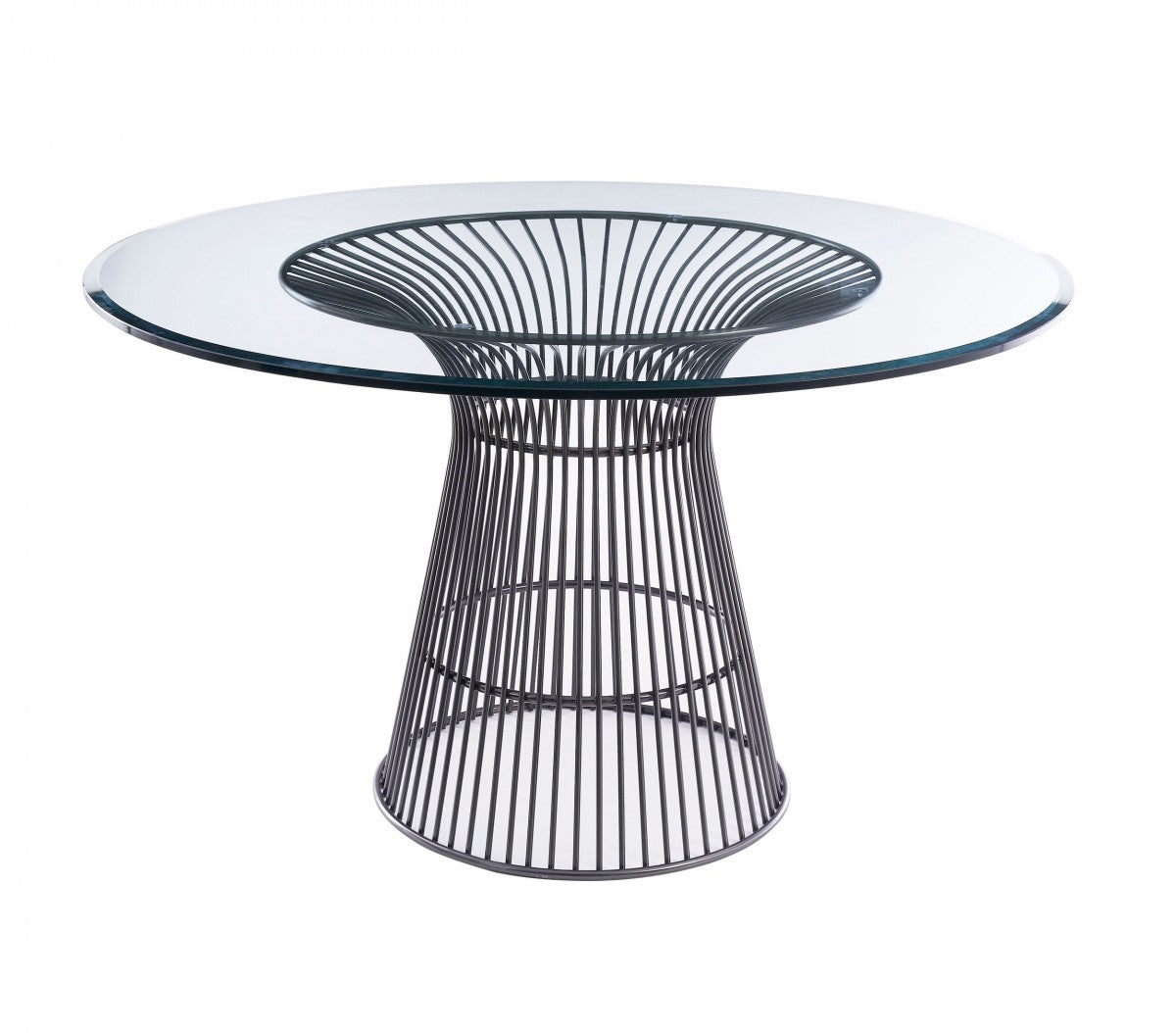 Chandler Modern Round Glass & Black Stainless Steel Dining Set