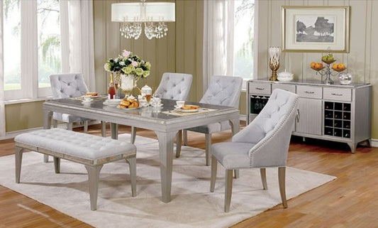 Colección de comedor Diocles Silver Grey de Furniture of America