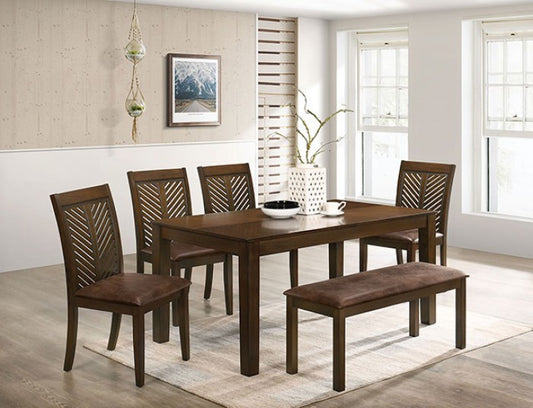 Colección de comedor de 6 piezas de nogal granate - Furniture of America