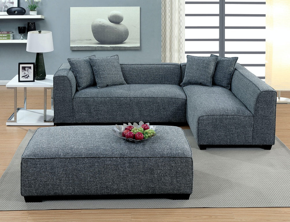 Jaylene Contemporary Sectional - Padded Linen-Like Fabric