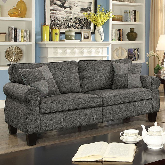 Rhian Sofa Collection - Dark Gray Linen-Like Fabric