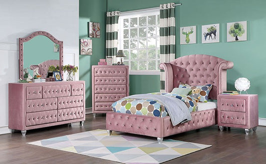 Colección de dormitorio Zohar Glam Pink Wingback