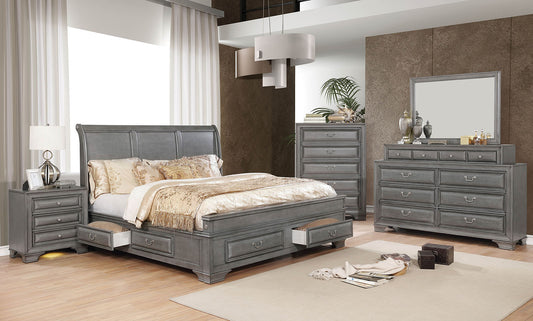 Colección de dormitorio Brandt de Furniture of America - Acabado gris