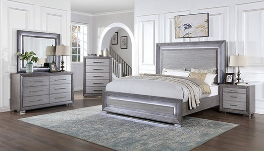 Raiden Gray Transitional CM7468GY Bedroom Set - LED Headboard