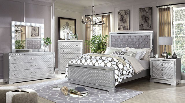 Belleterre Silver Gray Bedroom Set by Furniture of America