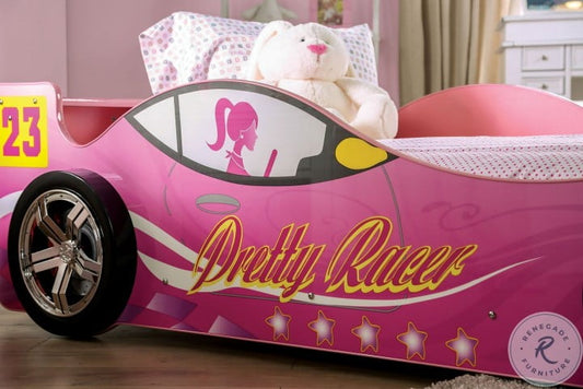 Cama doble Velostra - Diseño de coche de carreras rosa