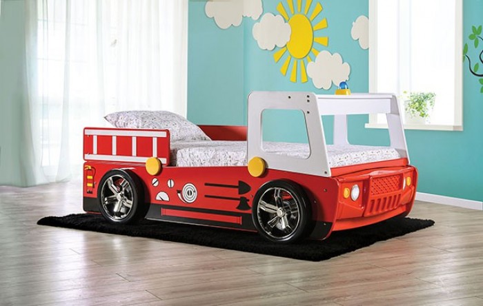 Firestall CM7644 Twin Fire Truck Bed w/Siren & Lights