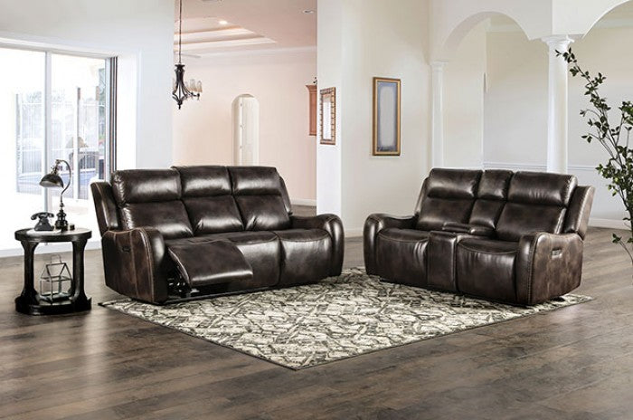 Barclay 2 Pc Power Sofa Set - Dark Brown