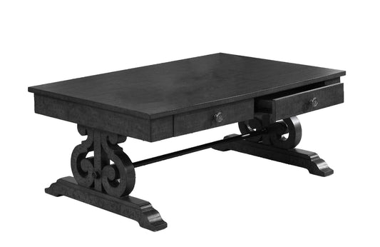 Mesa de centro rústica de madera gris oscuro