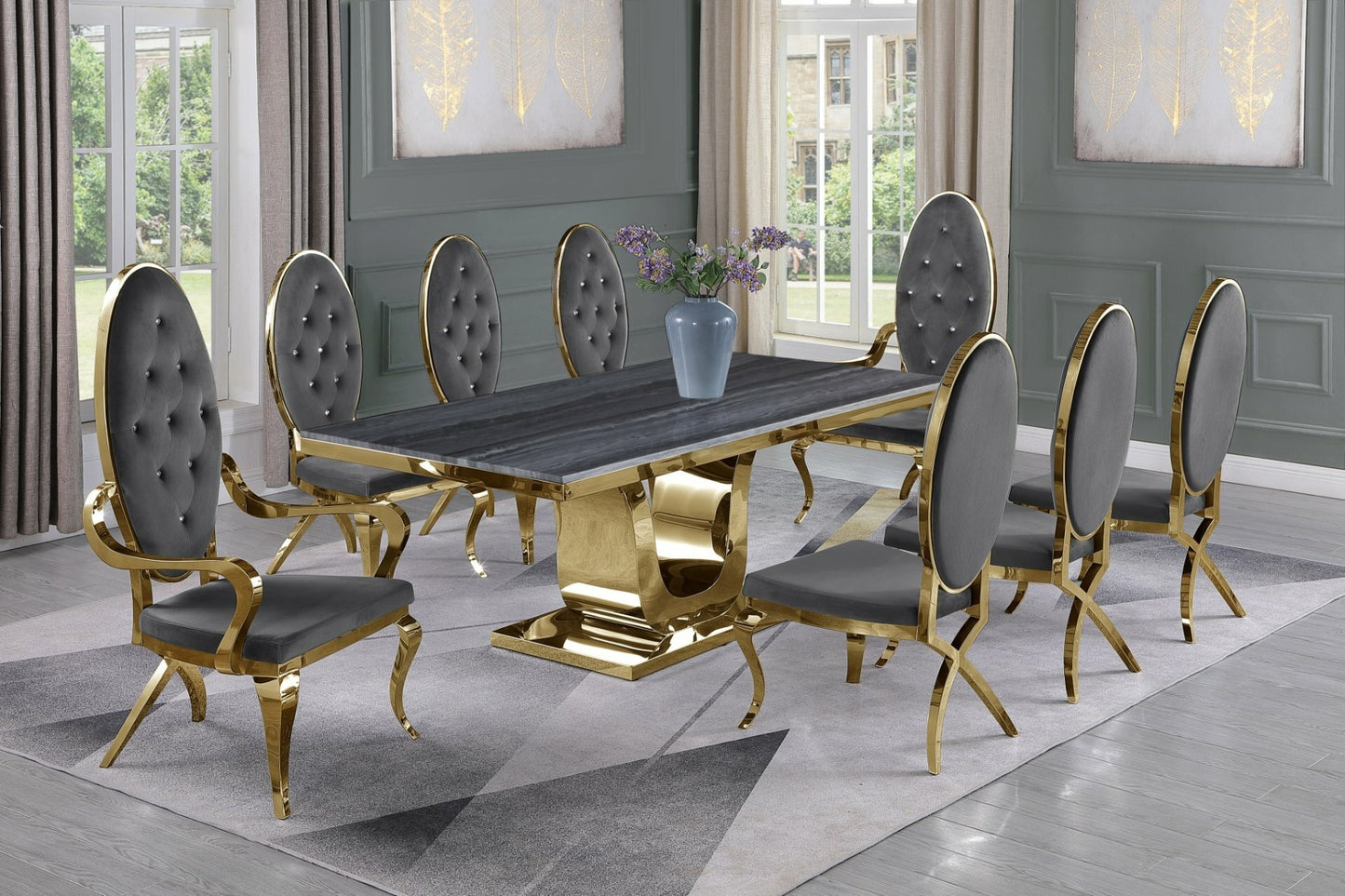 Colección de comedor Bonita de 9 piezas: 5 colores vibrantes de sillas