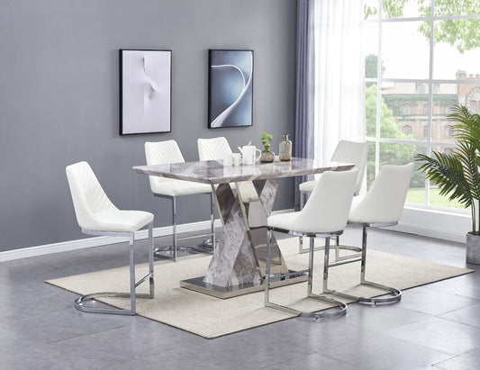 Manta 7 Pc Dining Set - White Chairs