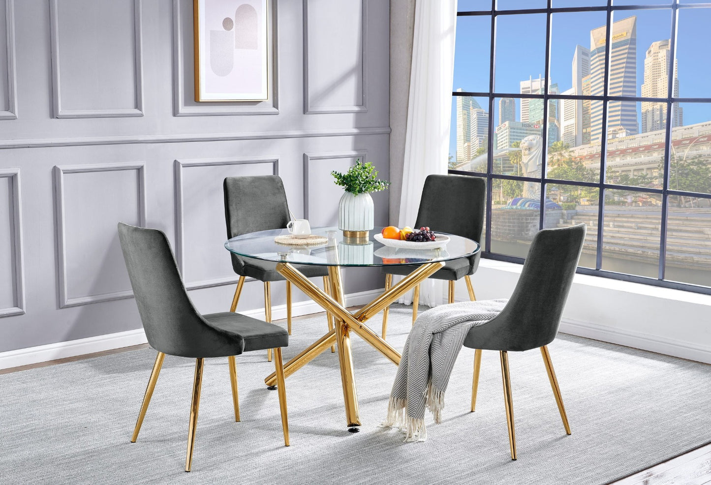 Classic 5 Pc Dining Set - Dark Grey Chairs