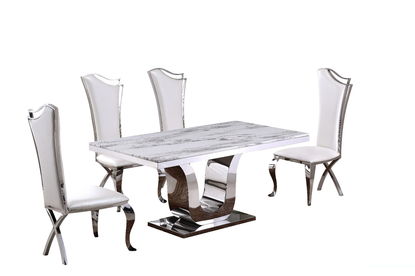 Olympus Marble Top Dining Collection - 3 Chair Colors