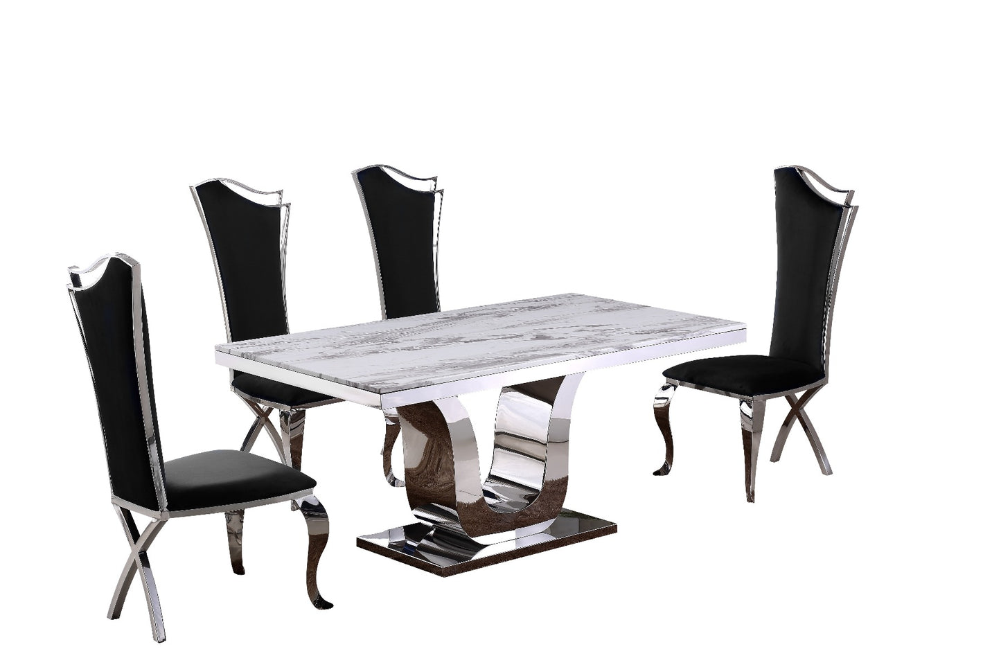 Olympus Marble Top Dining Collection - 3 Chair Colors