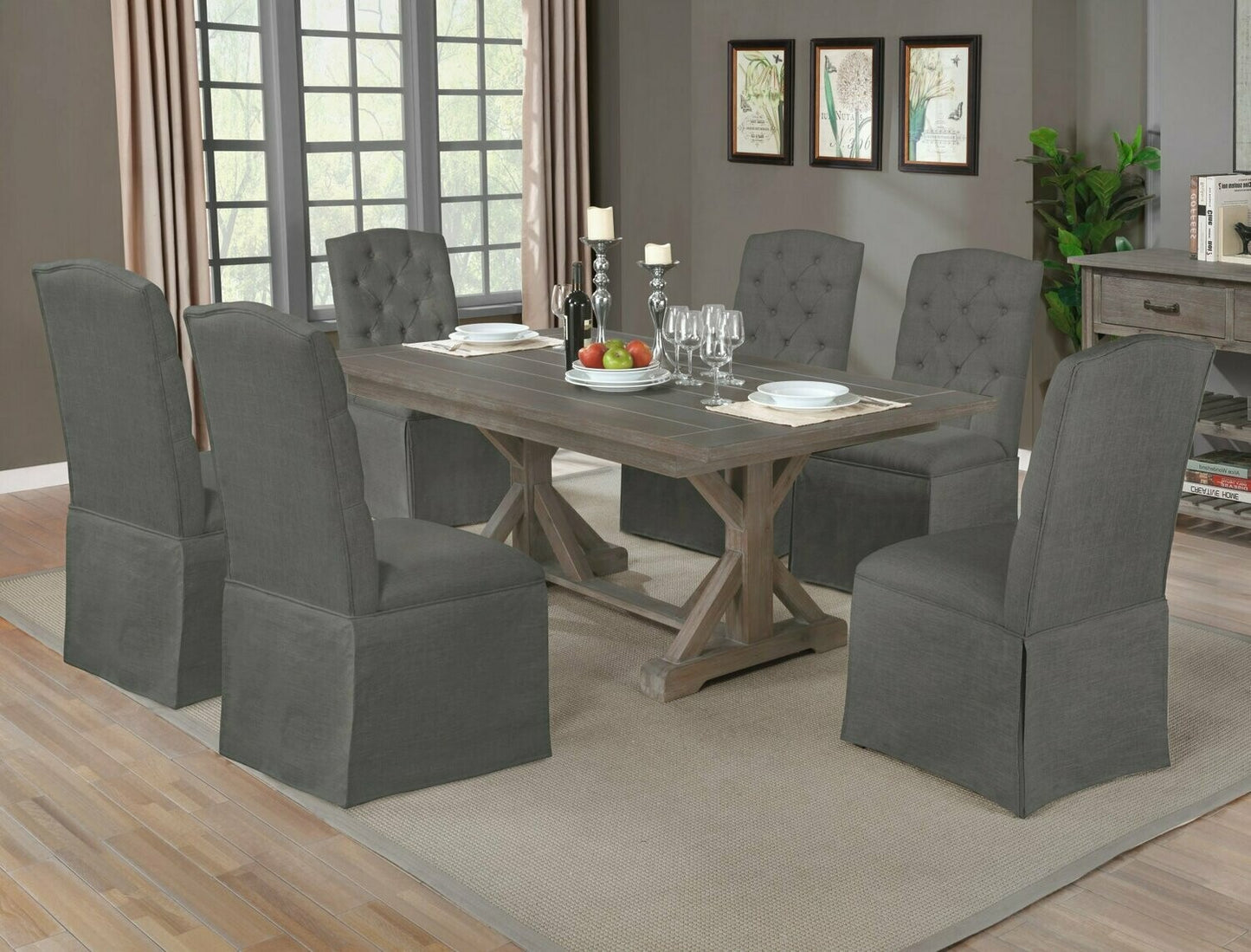 Colección de comedor Havasu de 7 piezas - Sillas con falda